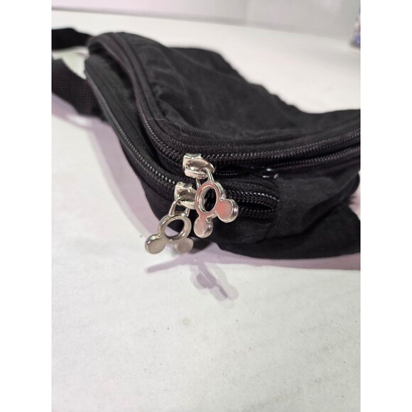 DISNEY MICKEY MOUSE BLACK BELT FANNY PACK CROSSBODY BAG WITH MOUSE ZIPPER PULLS - Picture 3 of 6